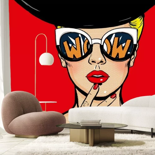 Papier peint  Femme ?l?gante avec un chapeau et des lunettes