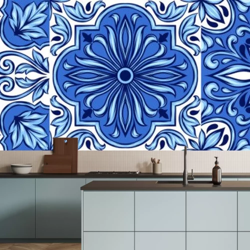Sticker  Trois tuiles bleues d'Azulejo