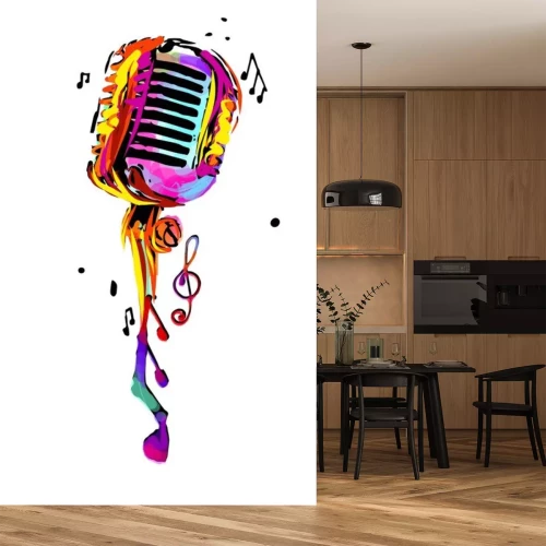 Sticker  Microphone vintage coloré brillant.