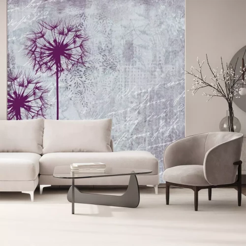 Papier peint  Pissenlit et inscriptions