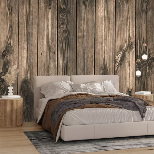 Papier peint  Planches marron et usées