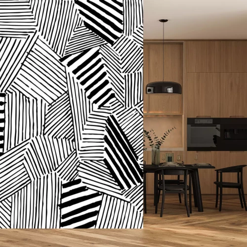 Sticker  Motif abstrait noir et blanc de style géométrique