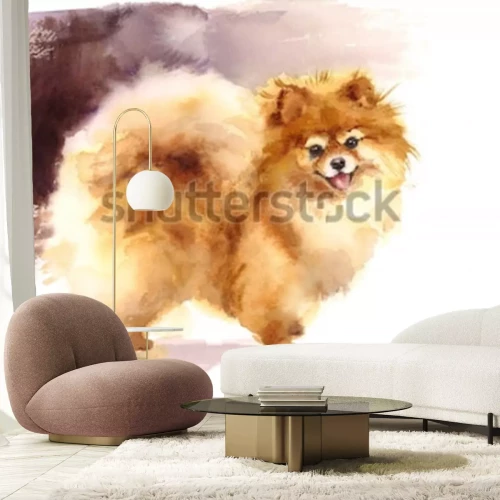 Papier peint  Chien peint à l'aquarelle