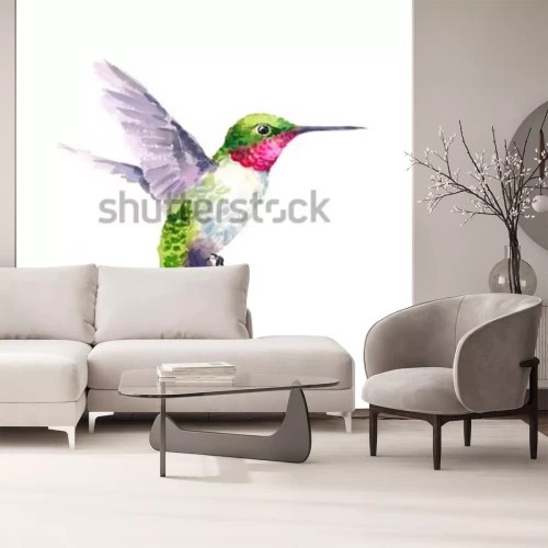 Papier peint  Oiseau en mouvement sur fond clair