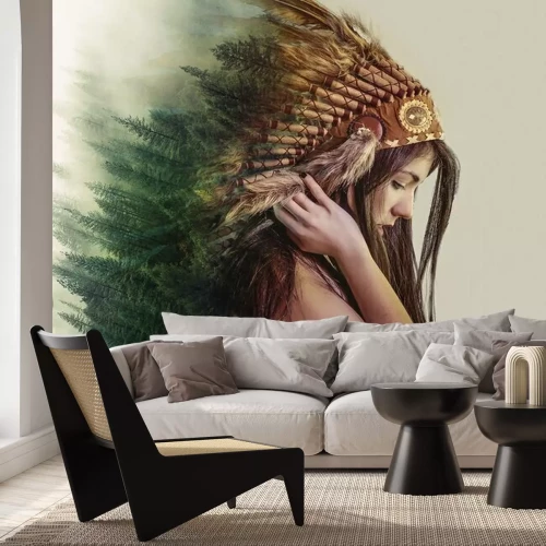 Papier peint  Femme avec un panache abstrait