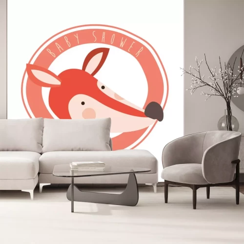 Sticker  renard mignon avec cadre circulaire