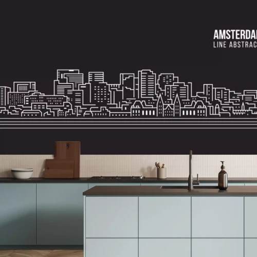 Sticker  Cityscape Building Line art Illustration Vectorielle - Ville d'Amsterdam