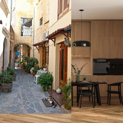 Papier peint  Ruelle calme avec un chat