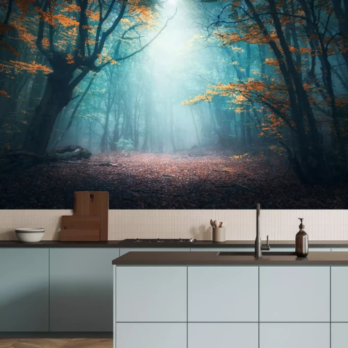 Papier peint  Brouillard matinal dans la forêt d'automne