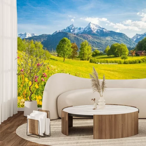 Papier peint  Prairie en fleurs au printemps