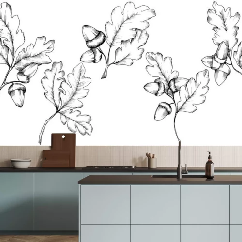 Sticker  Feuilles de chêne automne de vecteur. Feuillage floral du jardin botanique des plantes à feuilles. Élément d'illustration isolé. Feuille de vecteur pour le fond, la texture, le motif d'emballage, le c