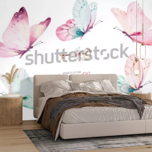 Papier peint  Papillons pastel pour une petite fille