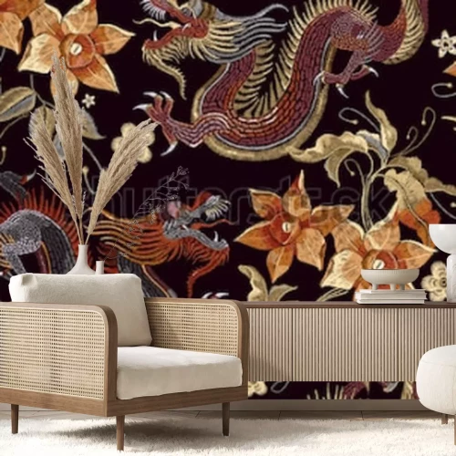 Papier peint  Broderie classique asiatique