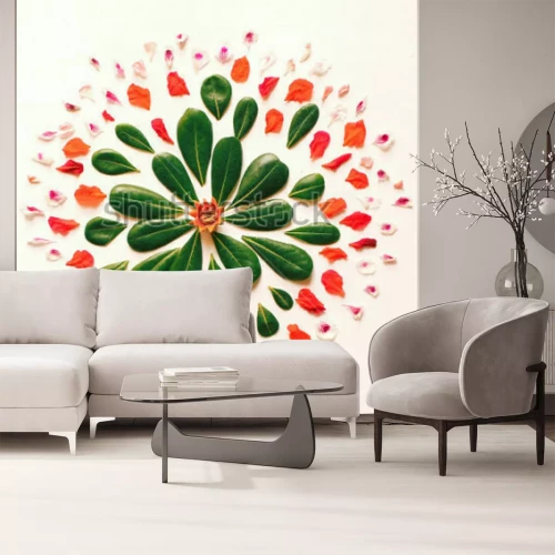 Sticker  Mandala de feuilles et de pétales