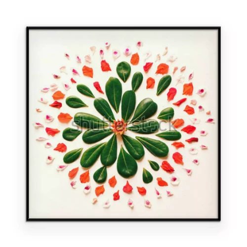 Poster  Mandala de feuilles et de pétales