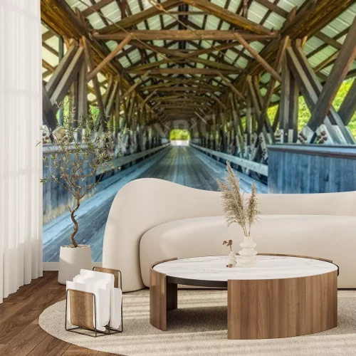 Papier peint  Pont 3d traverses en bois