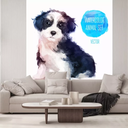 Sticker  Dog hand painted watercolor illustration isolated on white background