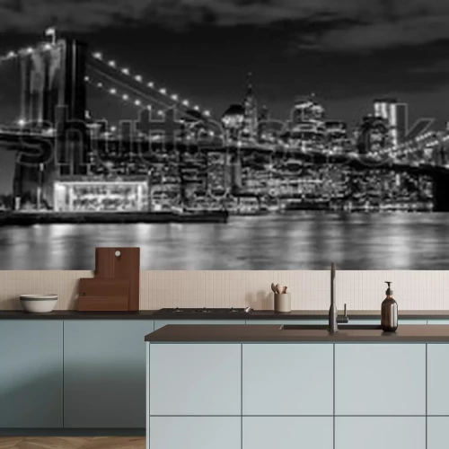 Papier peint  Dessin en trois dimensions avec un pont