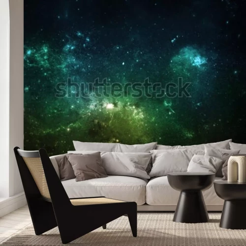 Papier peint  Espace cosmique avec une nébuleuse aux nuances de vert