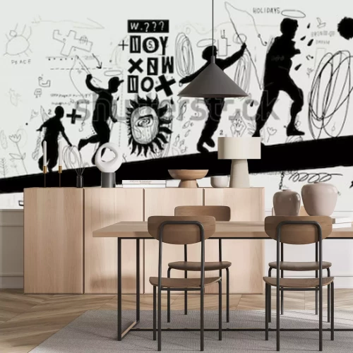 Papier peint  Graffiti noir et blanc