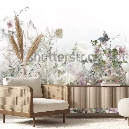 Papier peint  Fleurs aquarelles