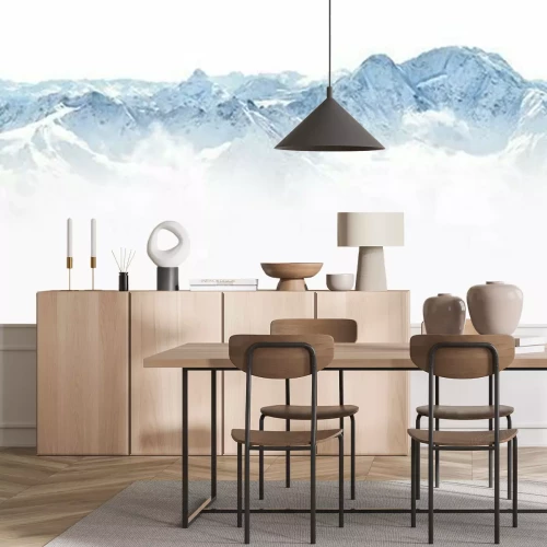 Sticker  Panorama du vaste panorama hivernal enneigé du Caucase