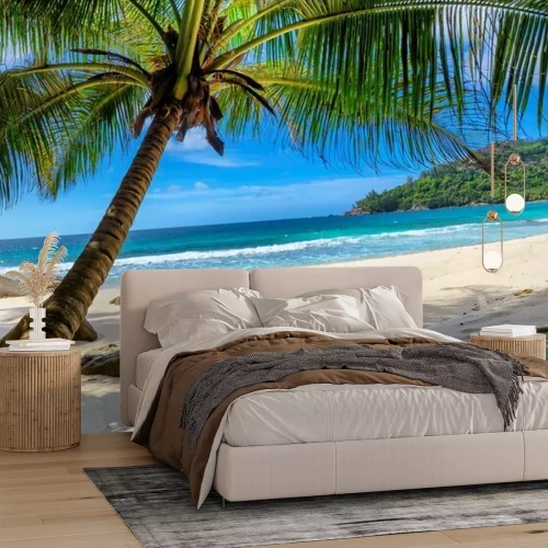 Papier peint  Palmier sur la plage avec sable blanc paysage tropical
