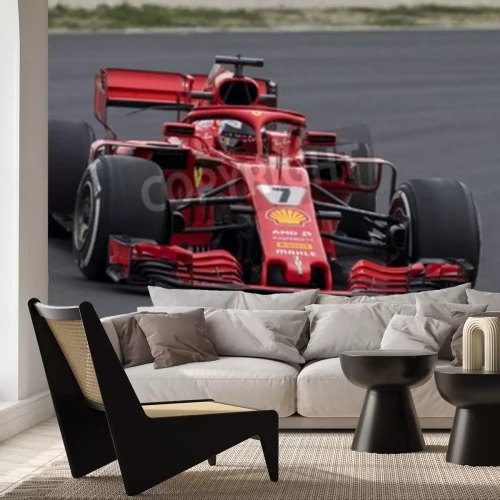 Sticker  BARCELONE, ESPAGNE - 26 FÉVRIER 2018: Kimi Raikkonen lors des journées de test de Formule 1 célébrées sur le circuit de Barcelone Catalunya.