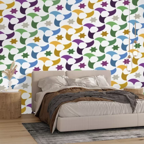 Sticker  Motif arc-en-ciel avec des personnages fantaisie