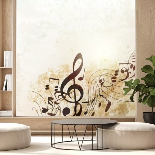 Sticker  Fond de vecteur grunge avec des notes de musique dans un style vintage