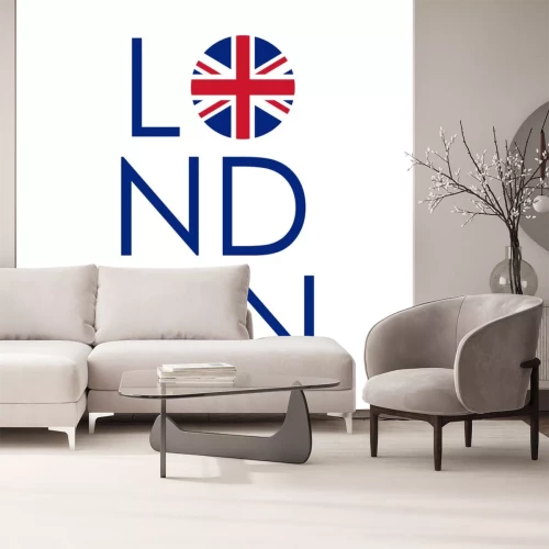 Sticker  Conception de typographie de Londres avec le drapeau britannique du cercle. Bannière, affiche, affiche de sport, design, illustration de vêtements de Londres. Illustration vectorielle