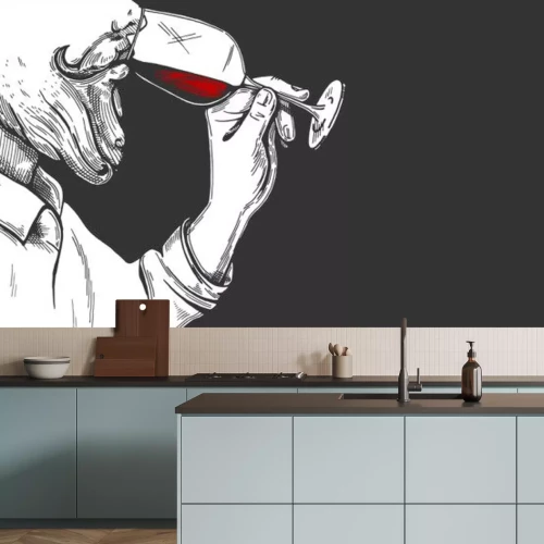 Sticker  sommelier essayant du vin