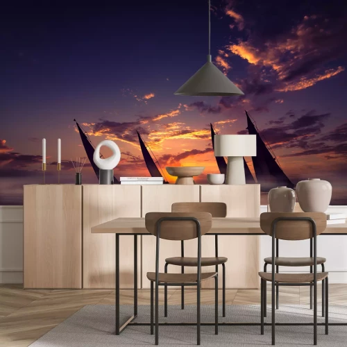 Papier peint  Voiliers au crépuscule