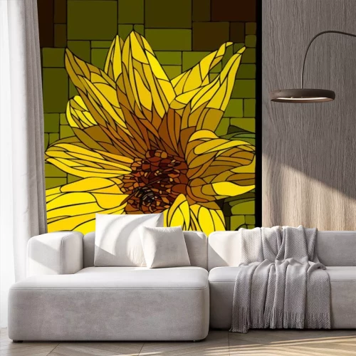 Sticker  Mosaïque avec un tournesol en fleurs