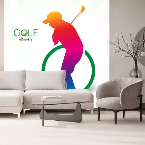 Sticker  Silhouette de golf coloré isolé sur blanc, illustration vectorielle