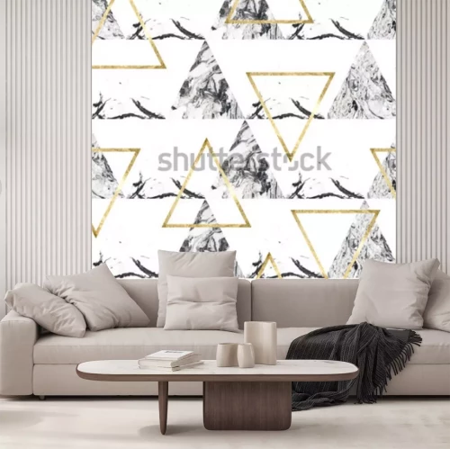 Papier peint  Marbre glamour et triangles