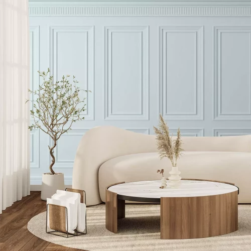 Papier peint  Fond blanc avec moulures