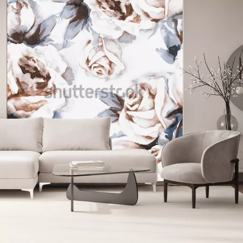 Sticker  Roses rose poudré peintes avec des peintures