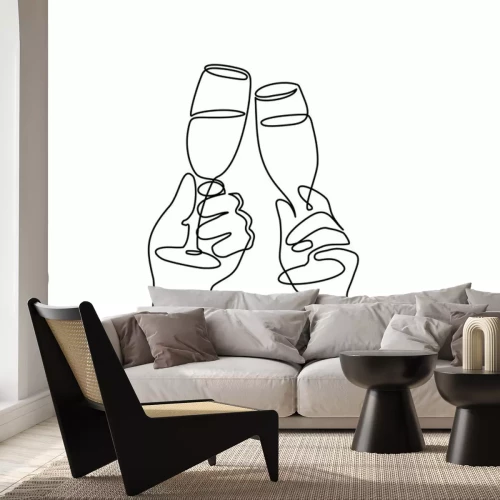 Sticker  Deux mains acclamant avec des coupes de champagne