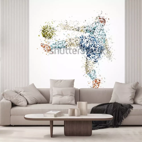 Papier peint  Silhouette abstraite d'un joueur de football avec un ballon