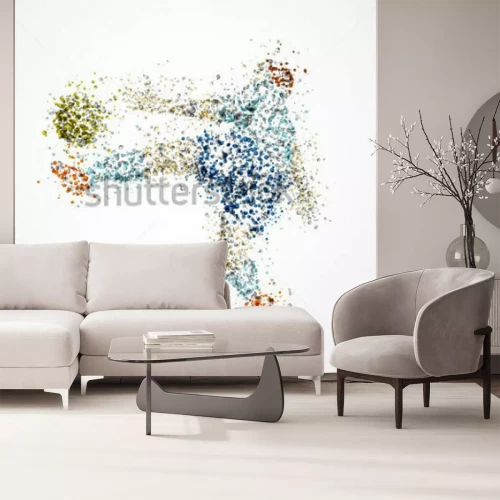 Sticker  Silhouette abstraite d'un joueur de football avec un ballon