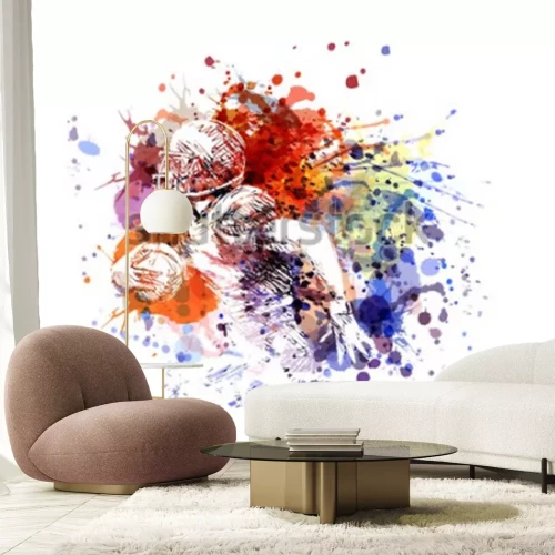 Sticker  Joueur de football américain de couleur illustration vectorielle