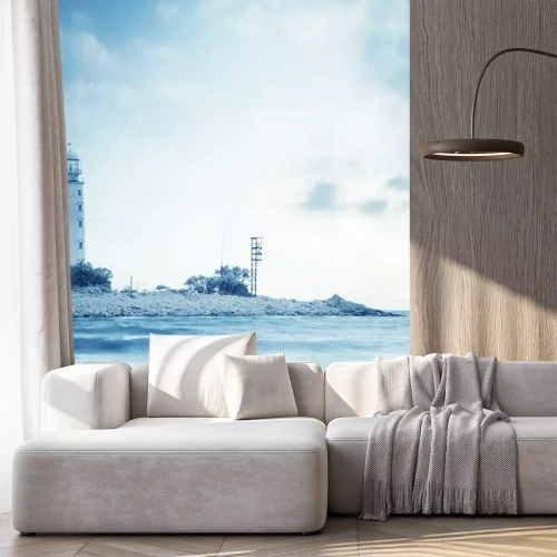 Papier peint  Phare aux tonalités bleues