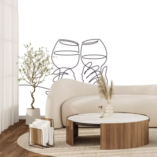 Sticker  Deux mains acclamant avec des verres de vin