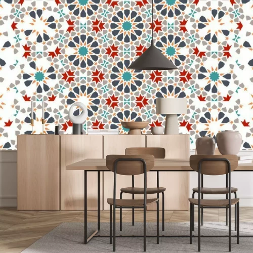 Sticker  Une mosaïque colorée avec un motif étoilé