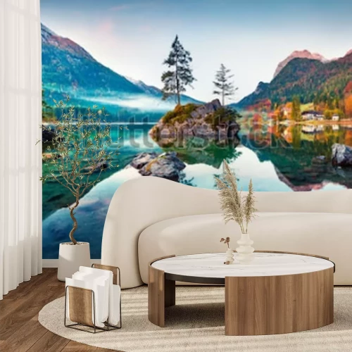 Papier peint  Paysage avec un lac de montagne