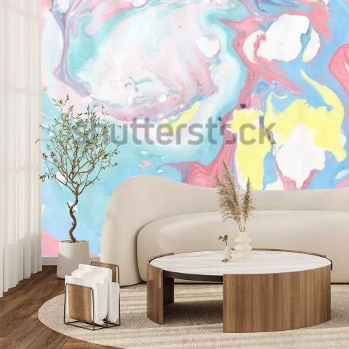 Papier peint  Abstrait 3D pastels imitation mur