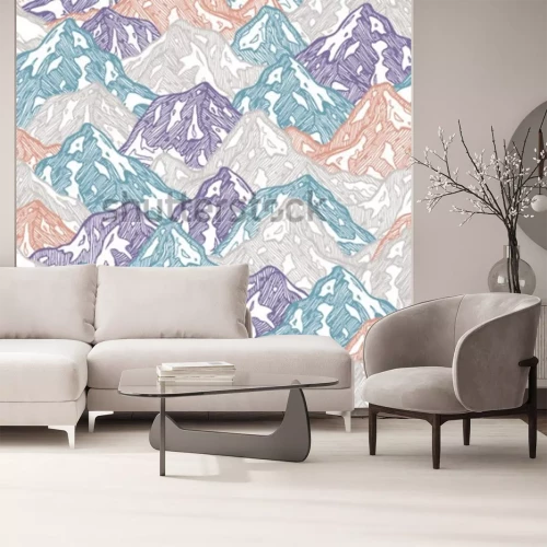 Papier peint  Illustration de montagnes colorées