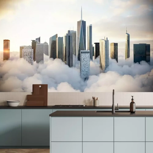 Papier peint  Ville au dessus des nuages