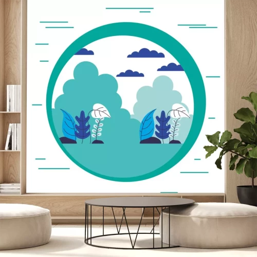 Sticker  paysage nature plantes feuillage autocollant